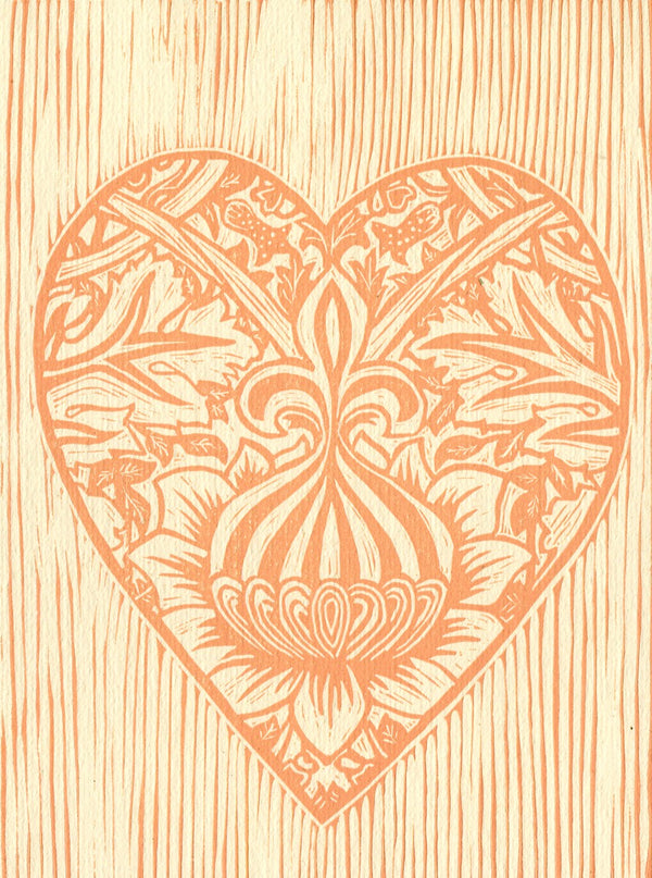 Peach Fleur de Lis Heart