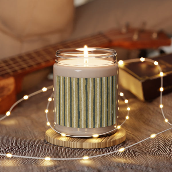 Scented Soy Candle - Green and White Stripes