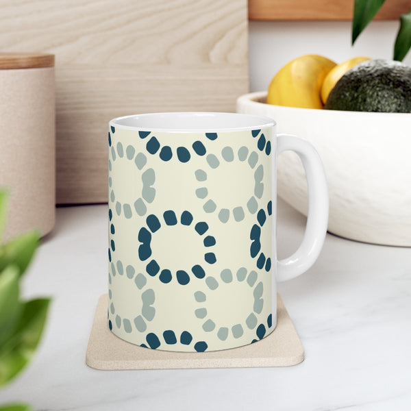 Teal and Cream Coffee Mug