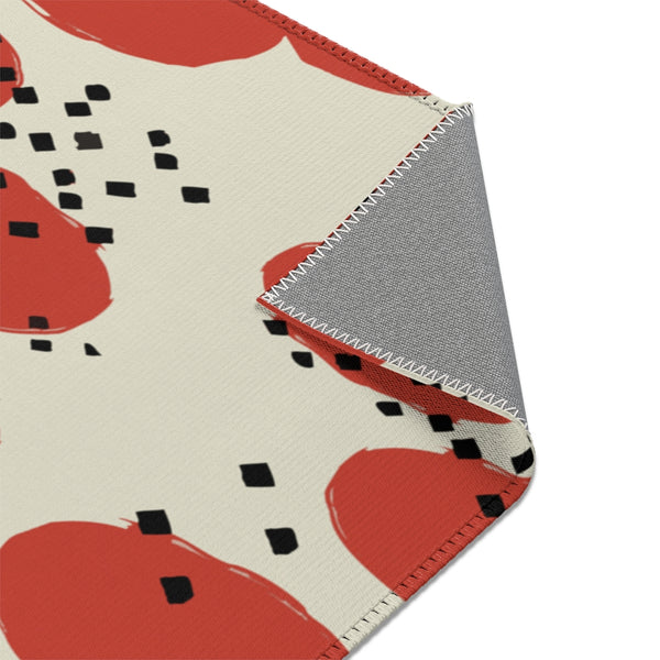 Orange Retro Geometric Area Rug