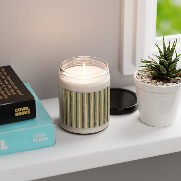 Scented Soy Candle - Green and White Stripes