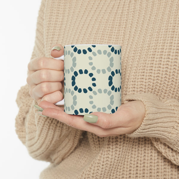Teal and Cream Coffee Mug