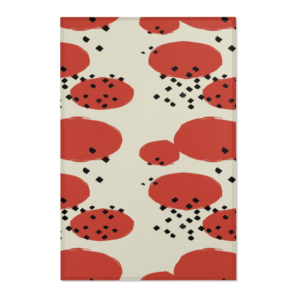 Orange Retro Geometric Area Rug