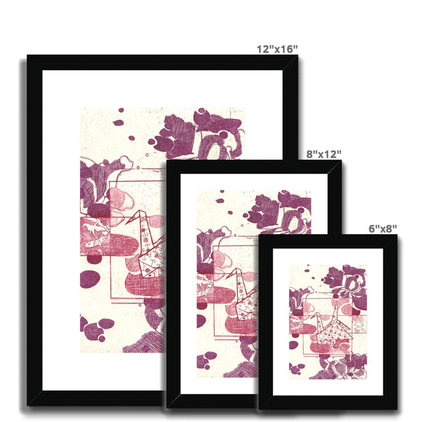 Pink and Purple Paper Crane Framed & Mounted Print