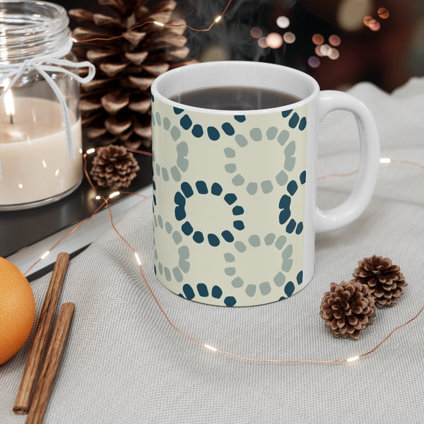 Teal and Cream Coffee Mug