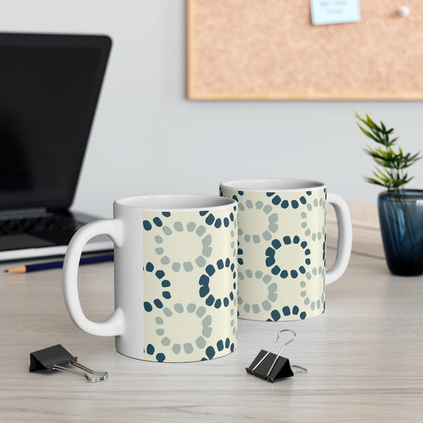 Teal and Cream Coffee Mug