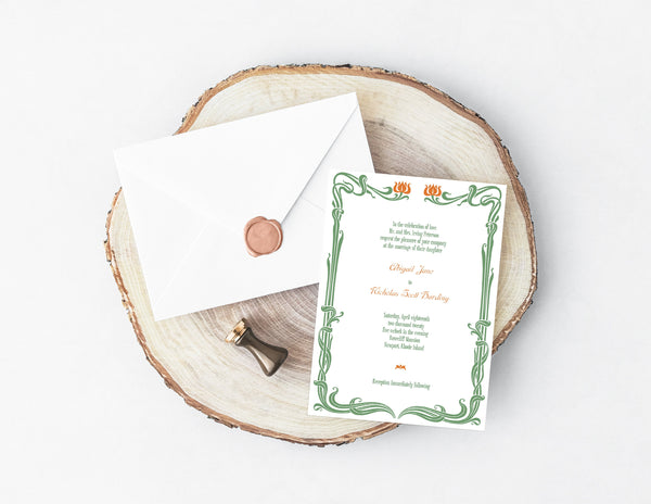 Art Nouveau Floral DIY wedding invitation
