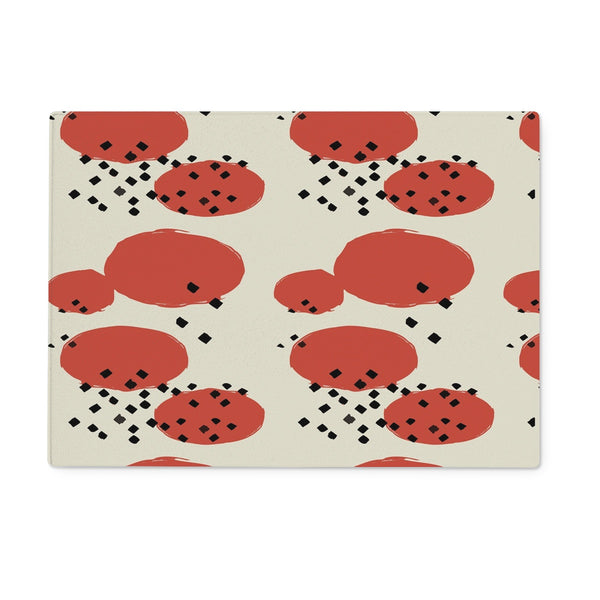 Orange Retro Geometric Glass Chopping Board