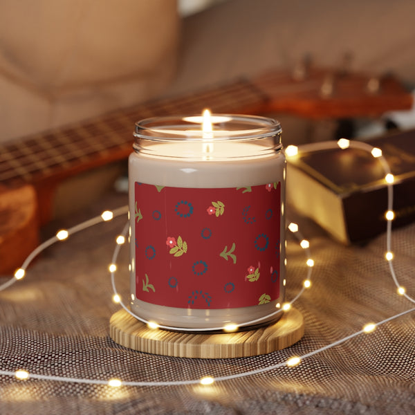 Scented Soy Candle - Red Folk Art