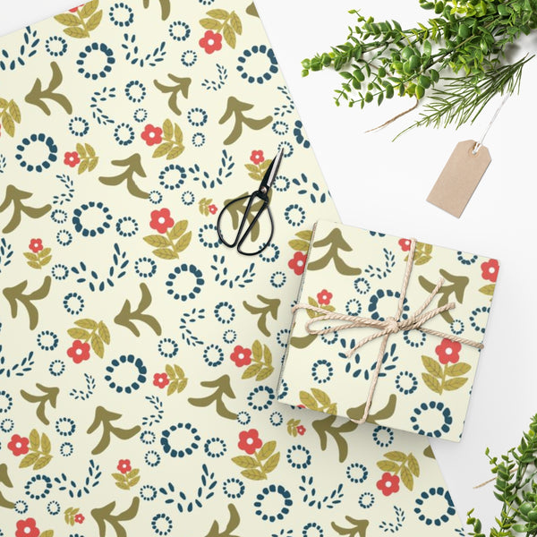 Folk Art Holiday Motifs Wrapping Paper