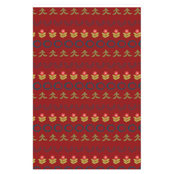 Folk Art Motif Wrapping Paper