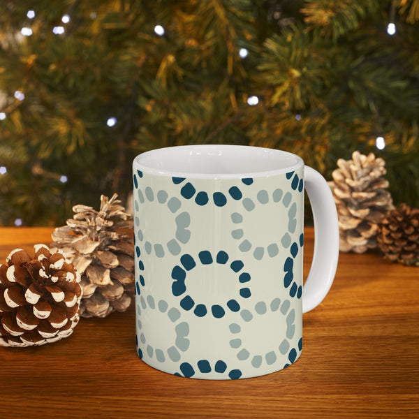 Teal and Cream Coffee Mug