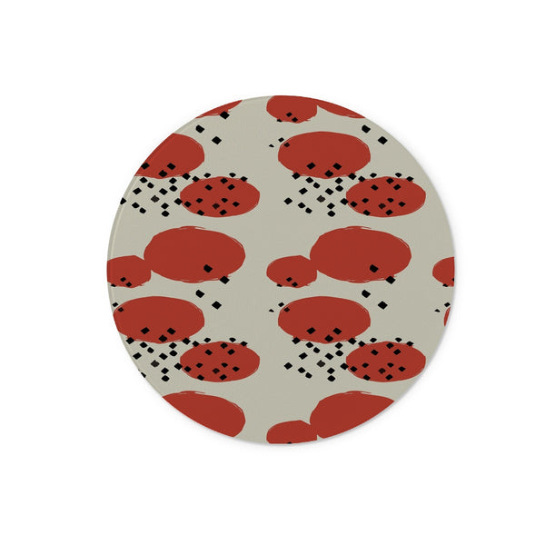 Orange Retro Geometric Glass Chopping Board