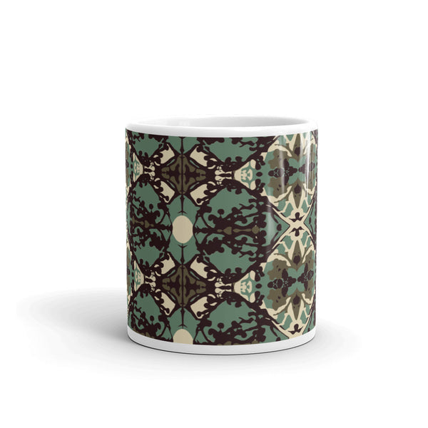 Damask and Receive Coffee Mug – Brown/Sage