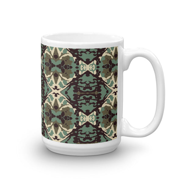 Damask and Receive Coffee Mug – Brown/Sage
