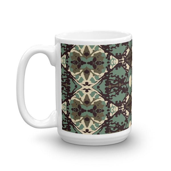 Damask and Receive Coffee Mug – Brown/Sage